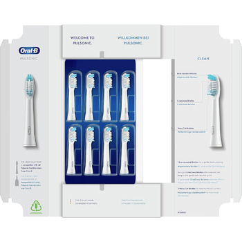 Щітки Oral-B Pulsonic Clean для звукових зубних щіток, 8 шт. , насадка для зубної щітки Oral-B, упаковка, сумісна з поштовою скринькою