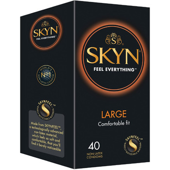 Великі презервативи SKYN (40 шт. ) Безлатексні презервативи Skynfeel для чоловіків, дуже великі, коробка презервативів розміру XXL, довші та ширші, презервативи 56 мм ширина 1