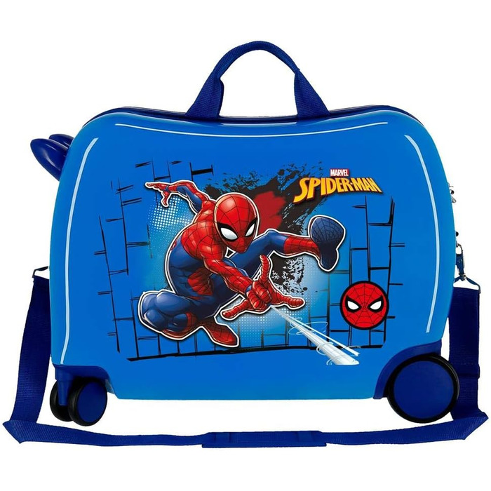 Дитяча валіза Marvel Spiderman Red синя 50x39x20 см з твердим корпусом ABS з кодовим замком 38L 2,1 кг на 4 колесах, ручна поклажа, червона дитяча валіза