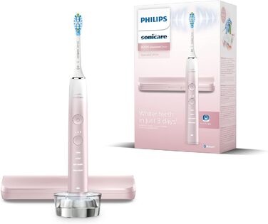 Електрична електрична зубна щітка Sonicare DiamondClean серії 9000, спеціальне видання, звукова щітка, HX9911 преміум насадка для захисту від нальоту (модель HX9911/84), рожева DiamondClean 9000 рожева (1 насадка для щітки) Diamondclean 9000 рожева (1bh)