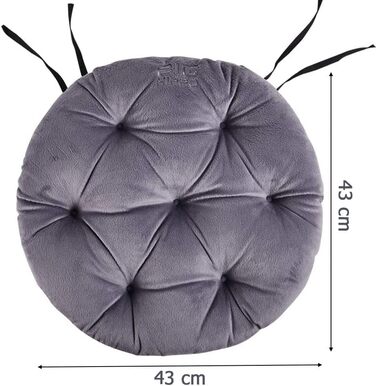 Велика подушка для крісла Hippo, кругла подушка для сидіння зі стрічками Подушка для сидіння Подушка для сидіння М'яка подушка сидіння універсальна для автомобільного сидіння, офісного крісла, обіднього стільця Лавок і всіх стільців (сірий, ука)
