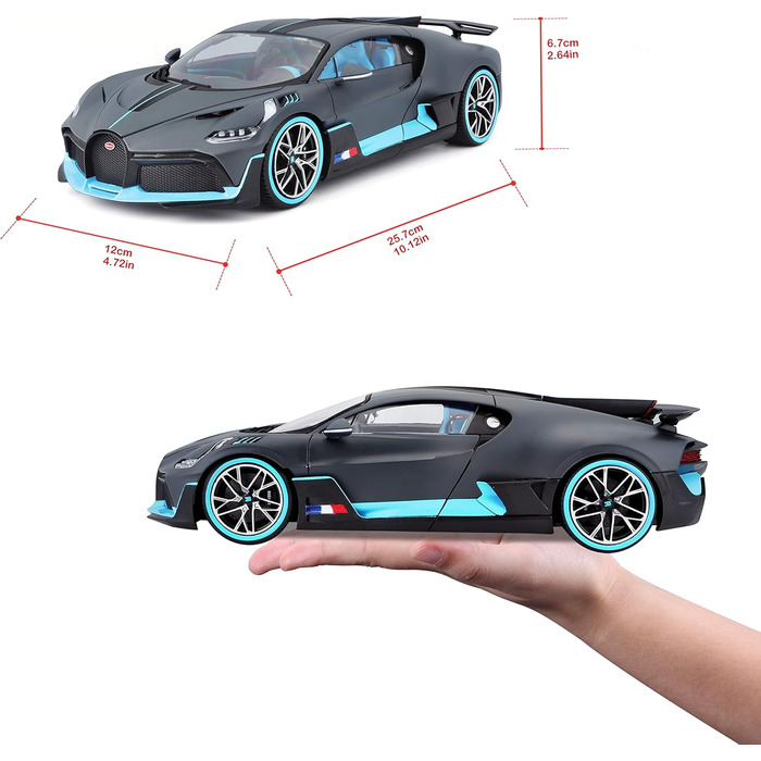 Модель автомобіля Bauer Spielwaren 18-11045BK Bugatti Divo в масштабі 118, сірий