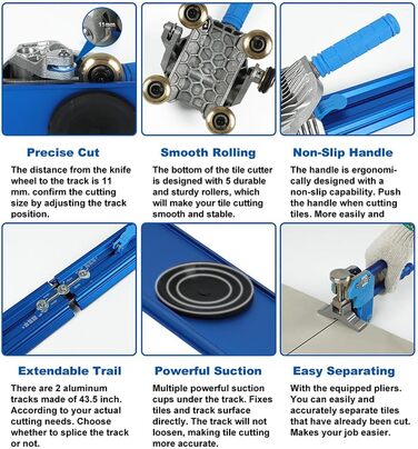 Плиткоріз з присосками - великий ручний плиткоріз для керамограніту 2,2 м/2,3 м/3 м/3,8 м - плиткоріз і штовхач в комплекті поставки