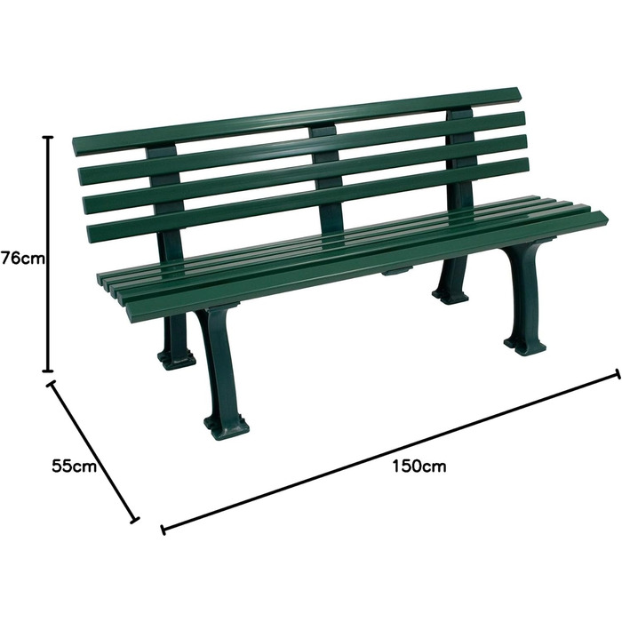 Покупка садових меблів Погодостійка садова лавка 3-місна 150см, пластик темно-зелений