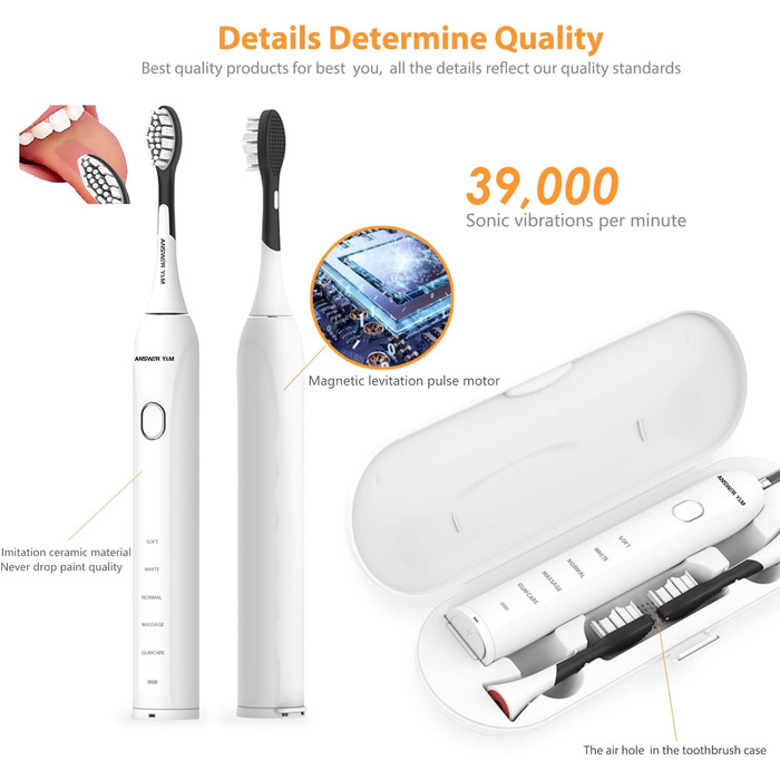 Змінна головка Elektrische Zahnbrste для електричної зубної щітки ANSWER Y&M та електричної зубної щітки ANSWER Y&M з комбінованим зубним щіткою для ротової порожнини Змінна головка