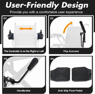 Електричне інвалідне крісло WEYRAL (3 кольори), 25 км інвалідне крісло електричне складне, електричне крісло колісне 120 кг, електричне інвалідне крісло 500 Вт H14B