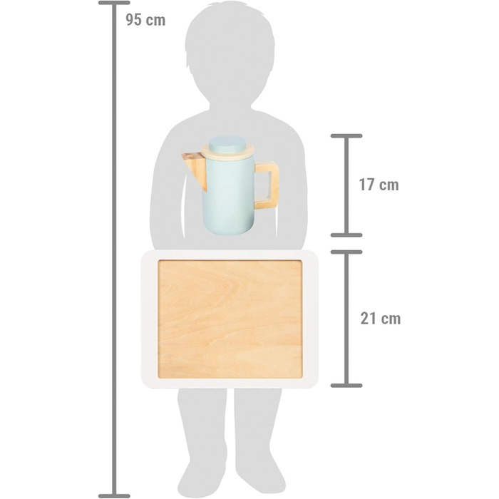 Маленька ніжка Кавовий та чайний сервіз Дитяча кухня з дерева, 15-TLG. Кухонна іграшка, рольова гра для дітей від 2 років, 12484 Набір для кави та чаю