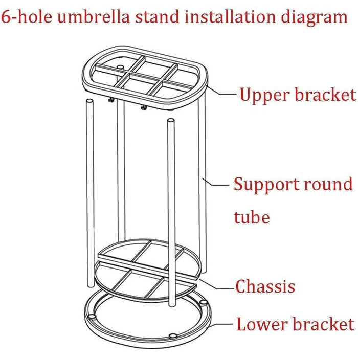 Підставка для парасольок KISYHOLG, тримач для парасольки, підставка для парасольки, підставка для парасольки з нержавіючої сталі, компактна коробка для парасольок для дому, готелю, бізнесу, 6 отворів і 4 гачки для зберігання довгих і коротких