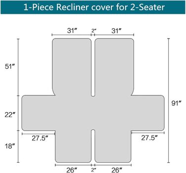 Чохол для двомісного відкидного дивана, 2-місний, стьобаний відкидний диван, чохол для меблів Loveseat, нековзний водонепроникний чохол для відкидного дивана для вітальні (колір пісок)
