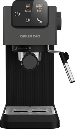 Портафільтр-машина GRUNDIG KSM 4330 з насадкою для піноутворювача молока, еспресо-машина, для меленої кави, знімний резервуар для води, сенсорний дисплей, потужність 1626 Вт, функція пам'яті, чорний