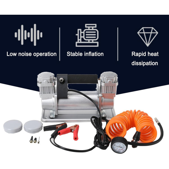 Мобільний компресор Atsoya 12 вольт з аксесуарами Сумка для накачування шин Спіральний шланг Високопродуктивний повітряний компресор Повітряний насос для накачування шин для позашляховика автомобільної вантажівки