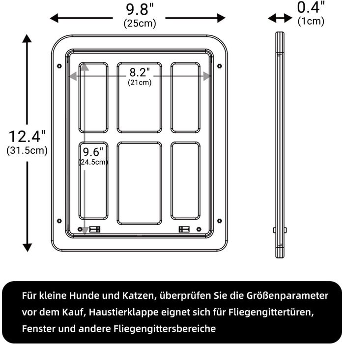 Заслінка для домашніх тварин для сітки від мух Заслінка для собак з магнітами Котяча заслінка Дверцята для мухи Легке встановлення для котів/собак (34 см x 44 см) (Розмір 25 см x 31,5 см, чорний)