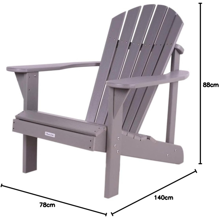 Садове крісло MaximaVida Adirondack з підставкою для ніг Montreal Grey Plastic - Низькі витрати на догляд