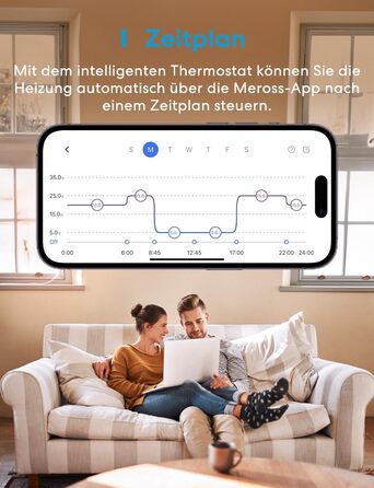 Розумні термостати Meross Бойлер WLAN Термостат опалення Кімнатний термостат WiFi Термостат Опалення та охолодження Розумний настінний термостат для голосового керування Siri та Google, пульт дистанційного керування