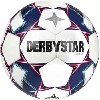 М'ячі футбольні Derbystar Tempo 5 білі сині рожеві