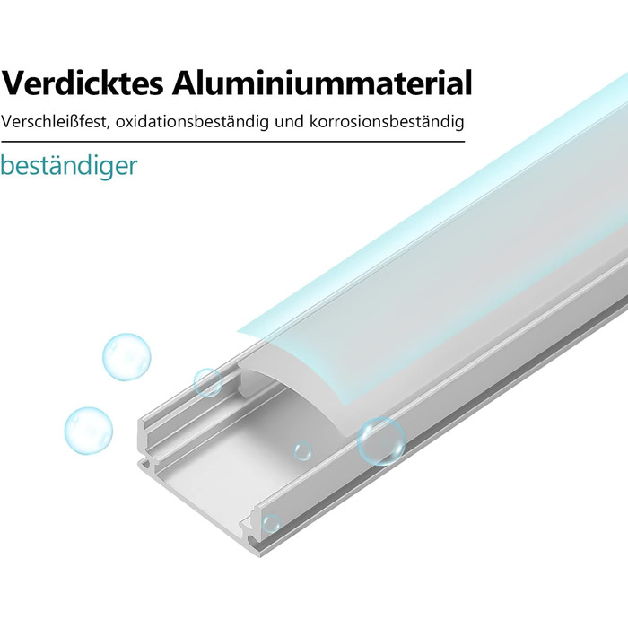 Високоякісний світлодіодний алюмінієвий профіль Eulenke 10x1 м U-подібна форма з алюмінію з молочно-білим покриттям - ідеально підходить для світлодіодних стрічок - включаючи торцеві кришки та монтажний матеріал для внутрішнього використання 10 шт. U-поді