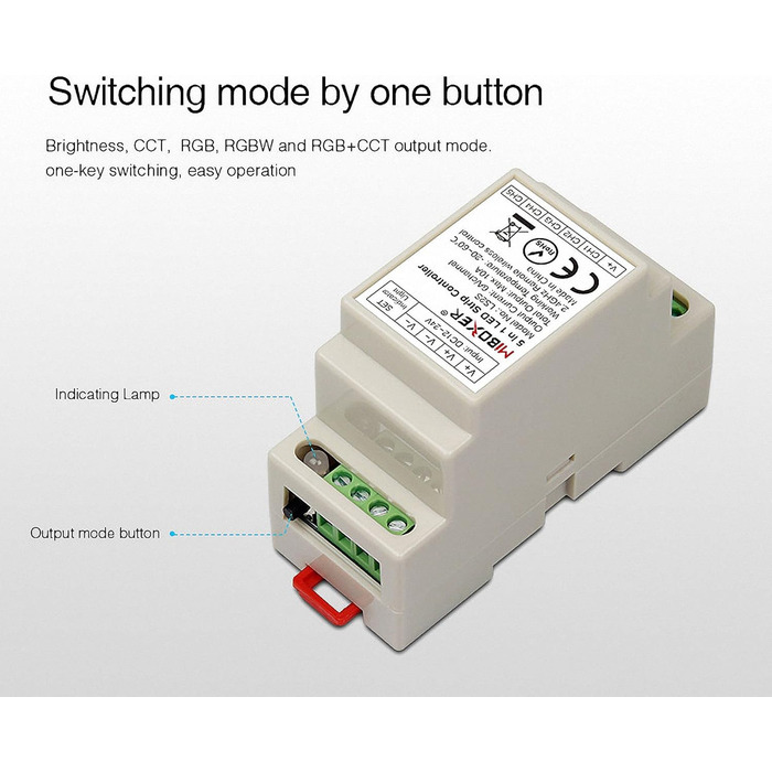 Рейковий контролер 5 в 1 LS2S білий/CCT/RGB/RGBW/RGBCCW 12-24V для світлодіодної продукції, 2.4G DIN