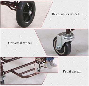 Візок для покупок на колесах, багатофункціональний візок для покупок з чотирма колесами, для людей похилого віку, для відпочинку, можна сидіти, розбірний допоміжний ручний візок