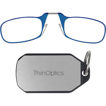 Окуляри для читання ThinOptics 2.50 з синьою оправою та футляром-брелоком - окуляри для читання 2.5 з компактною складною оправою та технологією Flex-fit