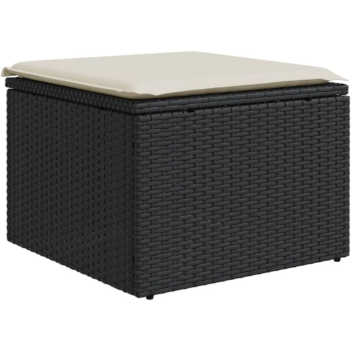 Садовий табурет з подушкою чорний 55x55x37 см Poly Rattan,366003