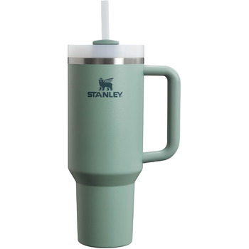 Пляшка для води Stanley Quencher H2.0 FlowState із соломинкою 1,2 л - термокружка охолоджує 11 годин - 48 годин Ice-Cold - Можна мити в посудомийній машині - термос без бісфенолу А - кавова кружка на винос - чорна (сланець)