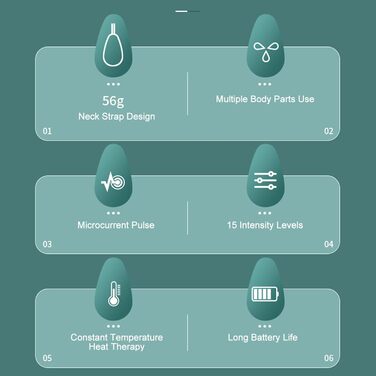 Масажер для шиї, портативний міні-багатофункціональний електричний РК-масажер, пристрій EMS і TENS для лікування болю за допомогою тепла, 6 режимів масажу, 15 рівнів інтенсивності, для спини, плечей, шиї