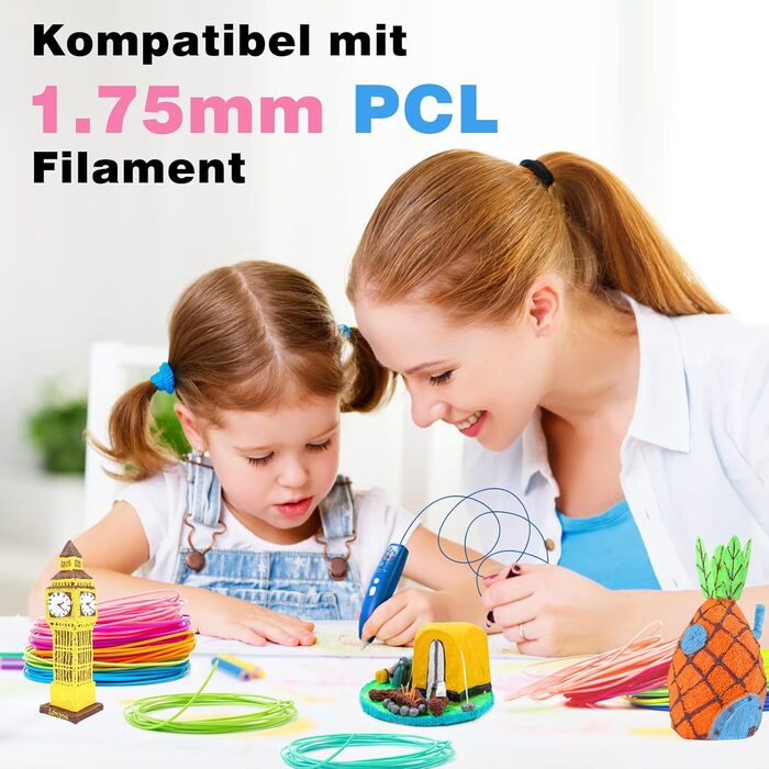 Кольорів, 10M кожен - 3D Pen PCL Filament 1,75 мм, набір кольорів 3D Pen для низьких температур, 3D дитяча ручка та аксесуари для ручок для 3D друку, 3D Pen Filament PCL, 20