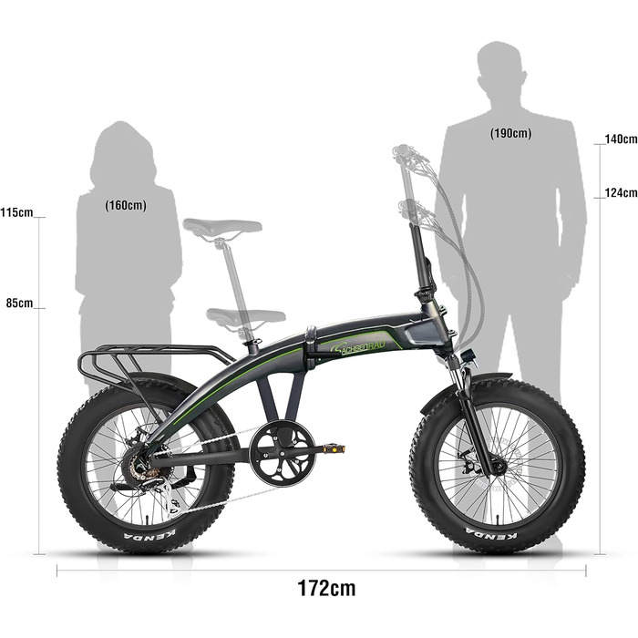 Складний велосипед F6 Safari 20-дюймовий Fatbike StVZO Позашляховий двигун Bafang 85N.M Внутрішня прокладка кабелю Якісне анодування Електричні велосипеди Ebike Складний педальний велосипед e-Fatbike