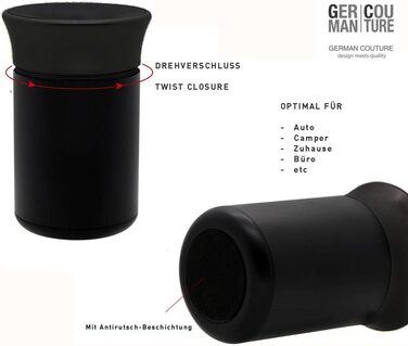 Автомобільна попільничка для стіків GC German Couture сумісна з стіками IQOS ILUMA PRIME TEREA та Heets аксесуари для стіків Glo Hyper Pro Air neo f. Автомобільна офісна або домашня, чорна/чорна Чорна/чорна