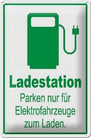 Металева табличка 30 х 20 см Станція зарядки електромобілів Парковка тільки для електромобілів для зарядки - DekoNo7