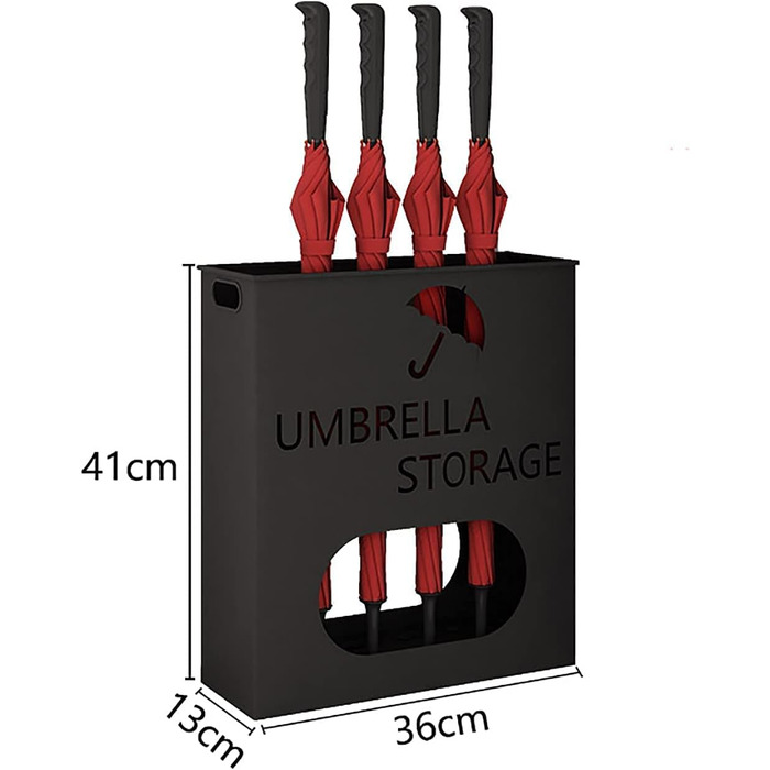 Металева підставка для парасольки, прямокутний тримач для парасольки для використання в приміщенні, вирізана підставка для ходьби, зі знімним піддоном для крапель, для вхідної зони будинку, готелю, офісу тощо.