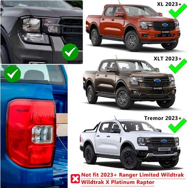 Чохли для фар JHCHAN 2023 Ford Ranger T9 XL XLT Tremor, Комплект сонцезахисного крему ABS Аксесуари для стайлінгового обладнання Комплект безелів фар (низька комплектація)