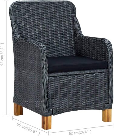 Садові стільці з подушками 2 шт. Poly Rattan Dark Grey