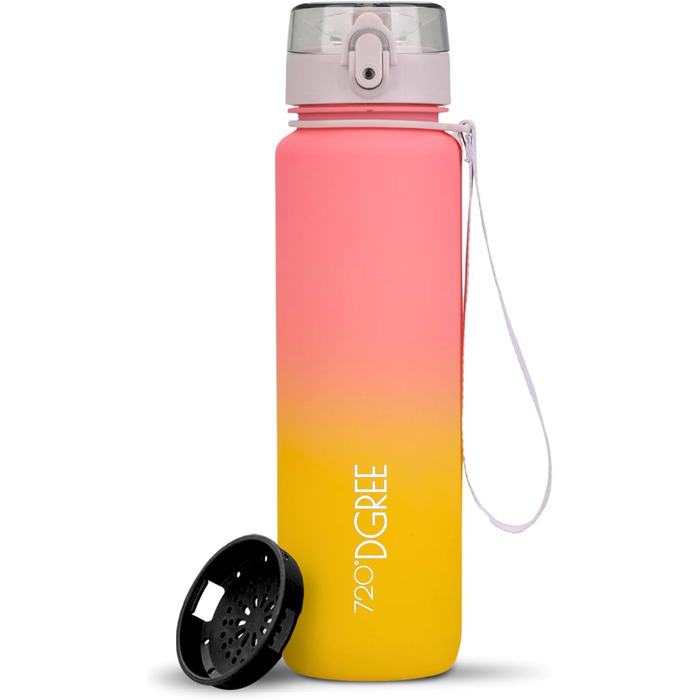 Пляшка для води 720DGREE 1л Sport 'uberBottle softTouch Strainer - Без BPA - Пляшка для води для універу, роботи, фітнесу, велосипеда, активного відпочинку, роботи - спортивна пляшка з тритану - легка, ударостійка, багаторазова (1000 мл, персиковий жовтий