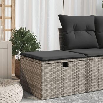 Табурет садовий з подушкою сірий 55x55x37 см Poly Rattan,366118