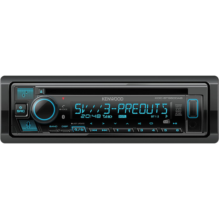 Автомобільна магнітола Kenwood KDC-BT960DAB CD з системою гучного зв'язку DAB і Bluetooth (USB, AUX-вхід, 3 x Pre-Out 5V, Storeo Alexa, звуковий процесор, 4x50 Вт, VAR. освітлення, антена DAB) Одинарний