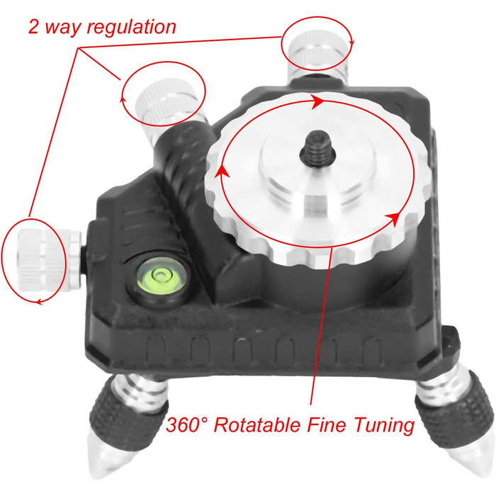 Основа для вирівнювання на 360 Поворотний адаптер для точного регулювання для підключення штатива лінійного лазера