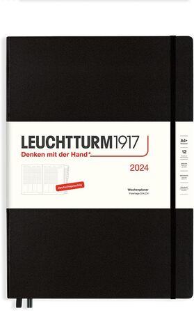 З додатковим буклетом для адрес та ювілеїв, чорний, німецький, 12 місяців Black Master (A4), 1917 367821 Weekly Planner Master (A4) 2024