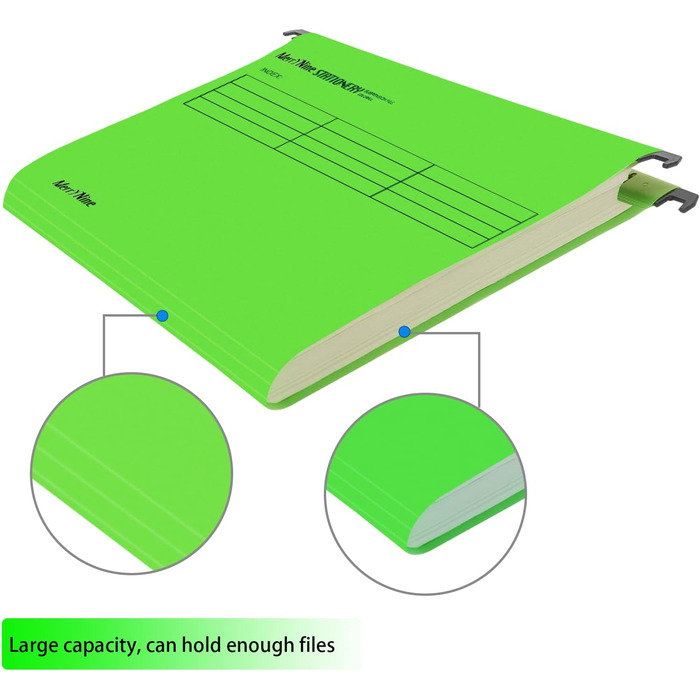 Підвісні папки MerryNine, A4, 5 шт. , поліпропілен, підвісні папки з райдерами та картками-вкладишами, для школи, дому, роботи, офісу, організації (5 кольорів) (1, зелений)
