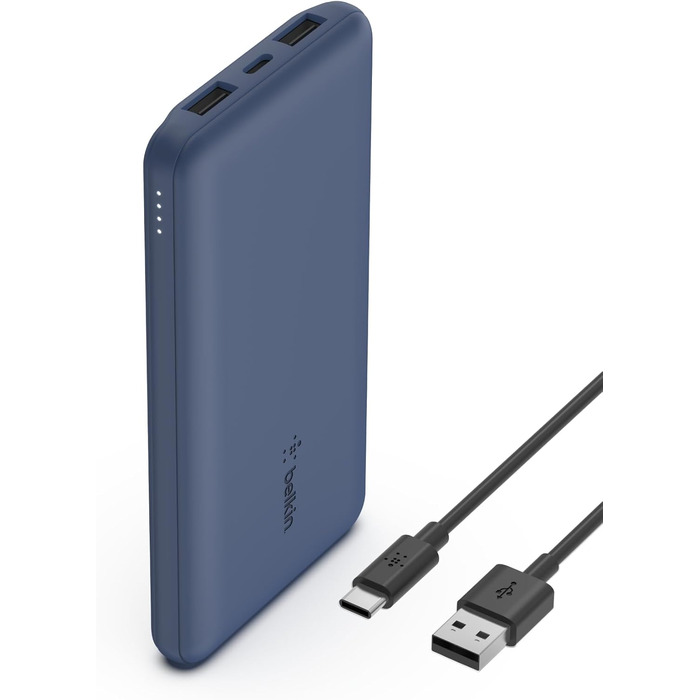 МАг, 1 порт USB-C і 2 порти USB-A для зарядки iPhone, AirPods, iPad, Android або інших пристроїв потужністю до 15 Вт) - синій, 10 000