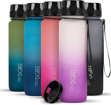 Пляшка для води 720DGREE 1л Sport 'uberBottle softTouch Sieb - BPA-Free - Пляшка для води для універу, роботи, фітнесу, велосипеда, активного відпочинку, роботи - спортивна пляшка з тритану - легка, ударостійка, багаторазова (1000 мл, 35 білосніжка бузок 