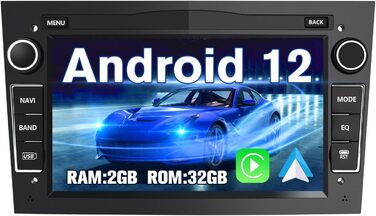 Автомобільна стереосистема AWESAFE Android 12 для Opel 2 DIN Radio з Navi, Carplay підтримує DAB WiFi Bluetooth MirrorLink 7-дюймовий екран FM-радіо - чорний Android Black 232 ГБ