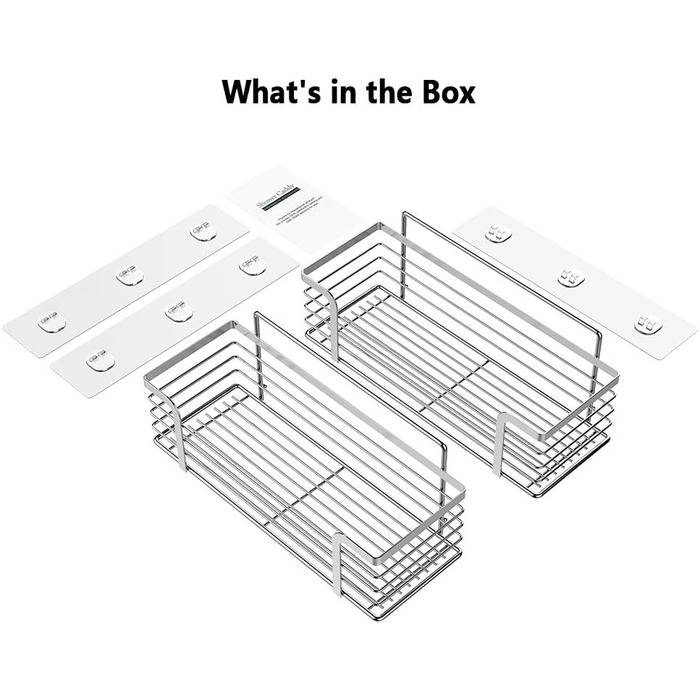 Поличка для душу Oriware без свердління з нержавіючої сталі SUS304, поличка для ванної кімнати, самоклеюча поличка для кошика для душу, тримач для шампуню для душу - 2 шт. з нержавіючої сталі 2 пакети