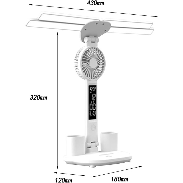 Настільна лампа Kowaku з тримачем для ручки, з годинником, датою, температурою, портативною лампою для читання