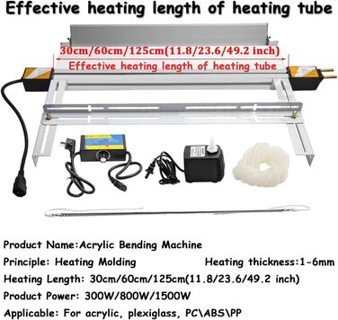 Нагрівальний згинальний верстат з акрилового пластику ПВХ згинальний верстат з нагріванням гарячого згину теплового згину регульований світловий ящик стик згинальний верстат акриловий гарячий з водяним охолодженням водяного насоса, 125см