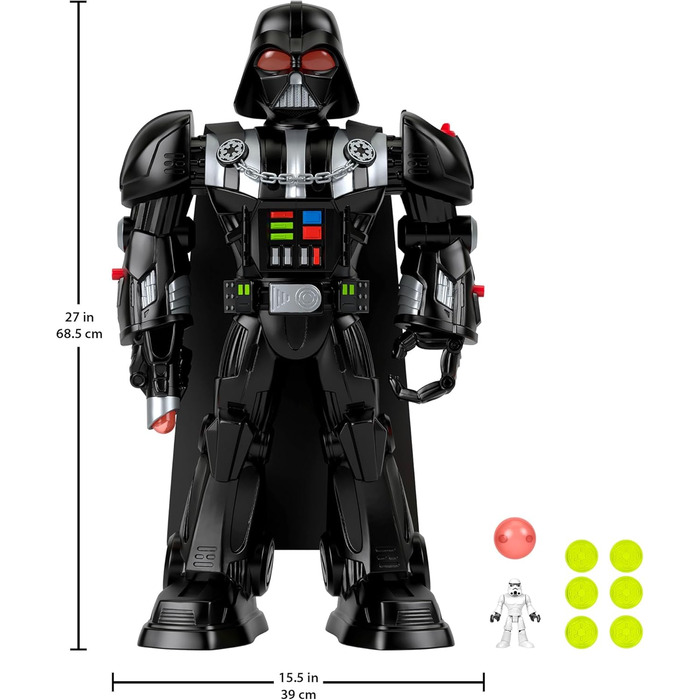 Робот Fisher-Price Imaginext Star Wars Дарт Вейдер, іграшка висотою близько 60 см, світло, звуки та лита фігурка штурмовика, від 3 років, HXG51