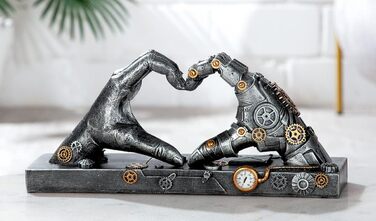 Скульптура Casablanca Love Steampunk Hand Heart сріблястого кольору під старовину з елементами мідного кольору, висота 16 см, 37049 висота 16 см сріблястого кольору