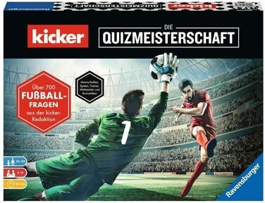 Кікер - Die Quizmeisterschaft, гра для футбольних фанатів, гра-вікторина в дизайні кікера для дітей та дорослих віком від 10 років, футбол вдома для 2-6 гравців, 26288 -