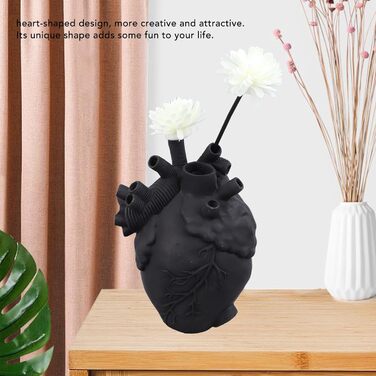 Анатомічний квітковий горщик Cyrank Heart Vase, скульптура зі смоли, анатомічна ваза для серця, ваза у формі серця, смола, квітковий горщик, прикраса для робочого столу, настільна прикраса для вітальні (чорний)