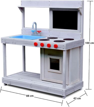Відкрита ігрова кухня Noah з дерева з мийкою для садової тераси з крейдяною дошкою для грязьової кухні